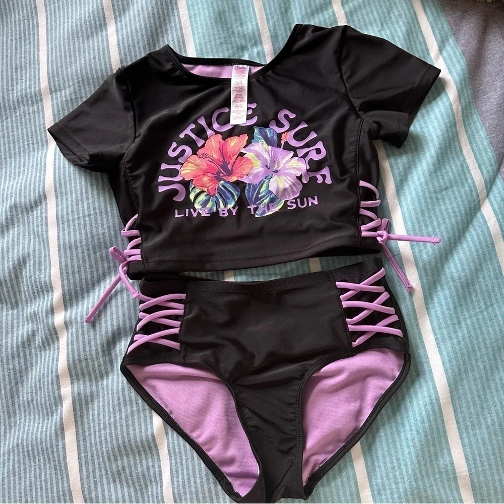 Justice Girls Rashguard swim set
